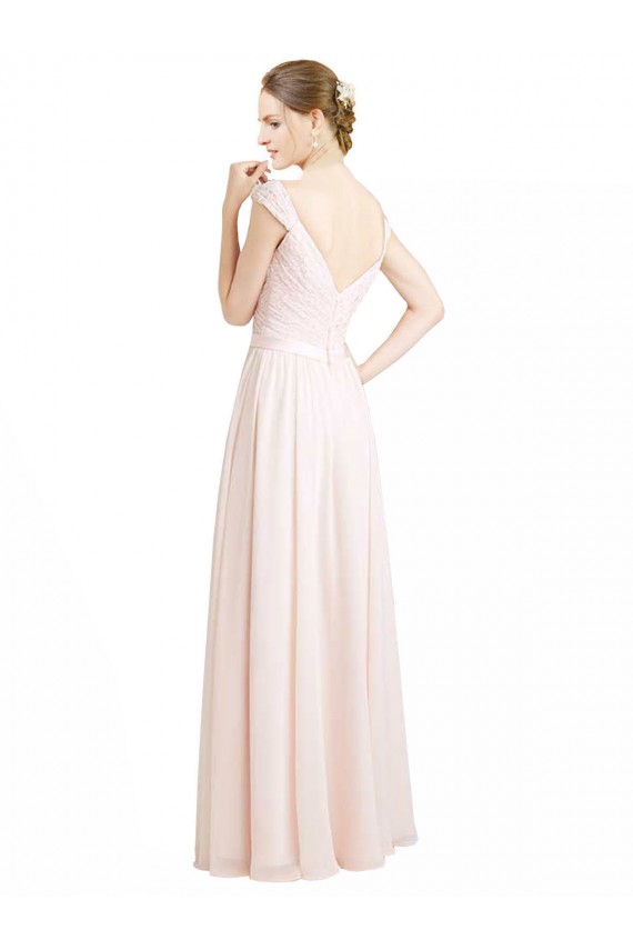 Online Sweetheart A-Line Chiffon Bridesmaid Dress with Ruched Lace Bodice UK