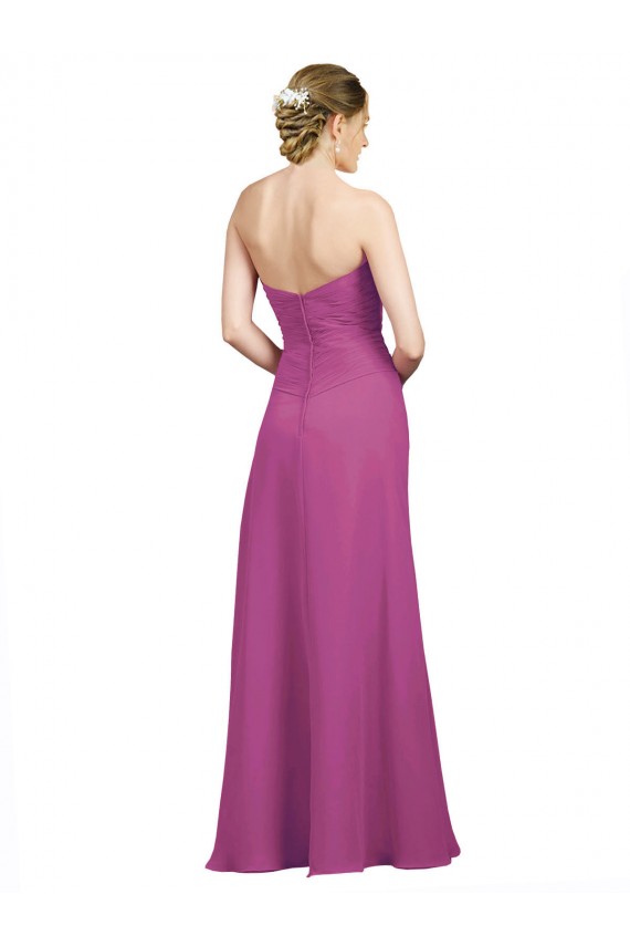 Online Sweetheart Neckline Pleated Chiffon Bridesmaid Dress with Low Back UK