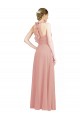Online Ruched Sweetheart Halter Neckline Chiffon Bridesmaid Dress with Tie Open Back UK