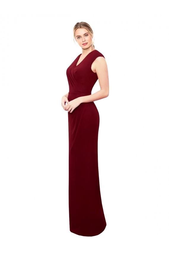 Online Cap Sleeves Chiffon Bridesmaid Dress / Prom Dress with Pleated V-Neck Bodice UK