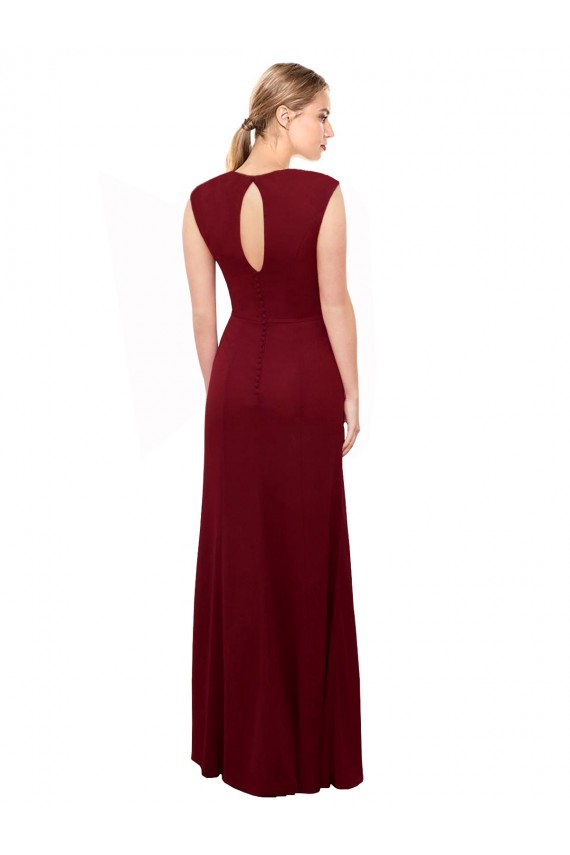 Online Cap Sleeves Chiffon Bridesmaid Dress / Prom Dress with Pleated V-Neck Bodice UK