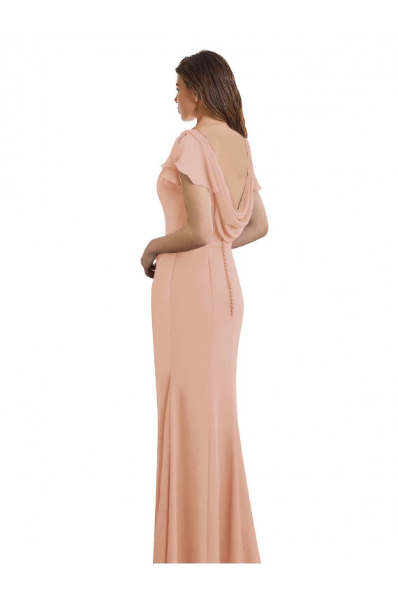 Online Cap Sleeves Long Chiffon Bridesmaid Dress / Prom Dress with Low V-Back UK