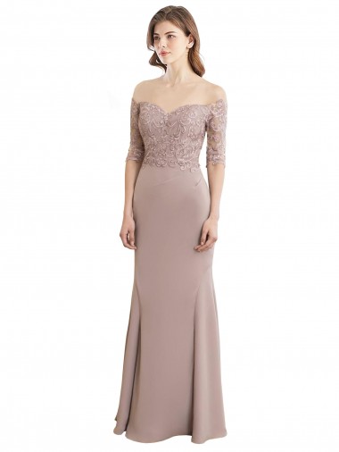 Online Sweetheart Neckline Long Sleeves Lace Bridesmaid Dress UK