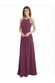 Online High Neckline Long Chiffon Bridesmaid Dress with Beaded Trim UK