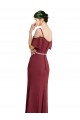 Online Draped Cold Shoulder Long Chiffon Bridesmaid Dress with Spaghetti Straps UK