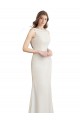 Online Long Chiffon Bridesmaid Dress with Boat Neckline and Satin Collar UK