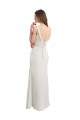 Online Long Chiffon Bridesmaid Dress with Boat Neckline and Satin Collar UK