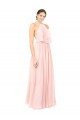 Online Halter Neck Chiffon Bridesmaid Dress with Double Ruffle Front UK