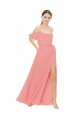 Online Draped Off the Shoulder Sleeves Chiffon Bridesmaid Dress UK