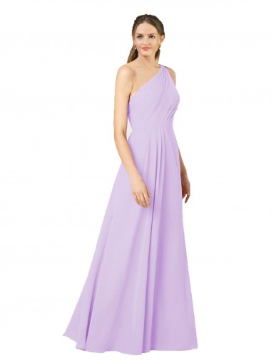 Online Grecian Inspired Simple One Shoulder Chiffon Formal Bridesmaid Dress with Ruching UK