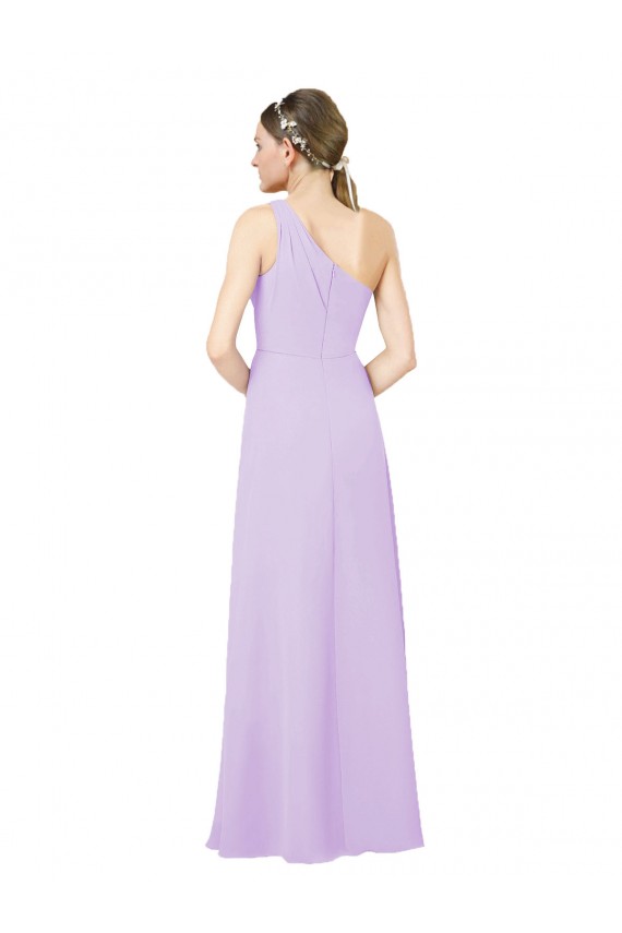 Online Grecian Inspired Simple One Shoulder Chiffon Formal Bridesmaid Dress with Ruching UK