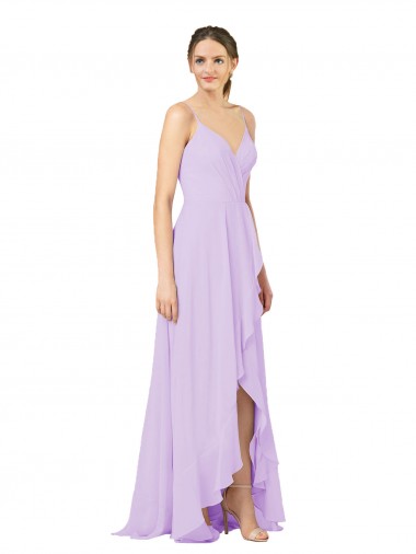 Online High-Low Chiffon Bridesmaid Dress with Ruffle Detail UK