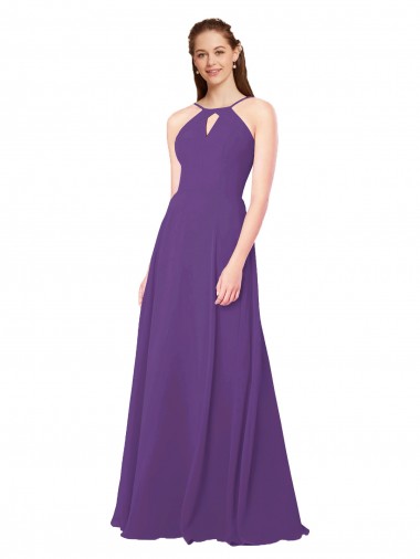 Online High Halter Chiffon Bridesmaid Dress with Keyhole UK