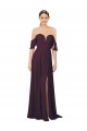 Online Romantic Off-Shoulder Chiffon Bridesmaid Dress with Plunging V-Neck UK