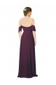 Online Romantic Off-Shoulder Chiffon Bridesmaid Dress with Plunging V-Neck UK