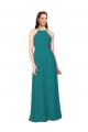 Online Simple Chiffon Bridesmaid Dress with High Halter Neckline UK