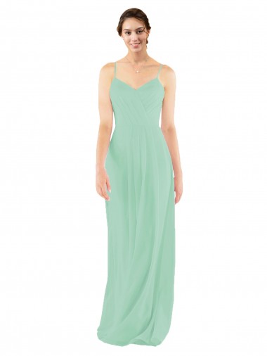 Online Classic Long Chiffon Bridesmaid Dress with V-Neck UK