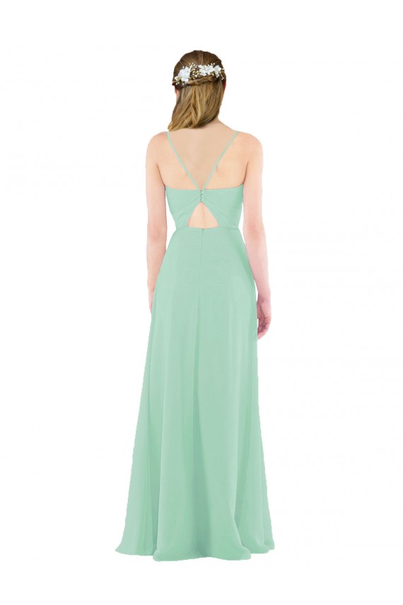 Online Classic Long Chiffon Bridesmaid Dress with V-Neck UK