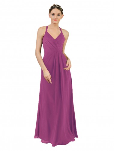 Online Sassy Chiffon Bridesmaid Dress with Halter Neckline UK