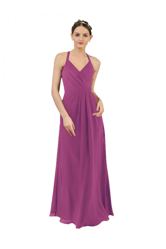 Online Sassy Chiffon Bridesmaid Dress with Halter Neckline UK