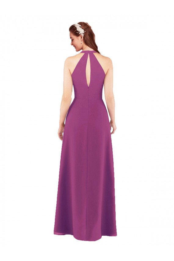 Online Sassy Chiffon Bridesmaid Dress with Halter Neckline UK