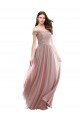 Online Floor Length Chantilly Lace Off the Shoulder Chiffon Bridesmaid Dress UK