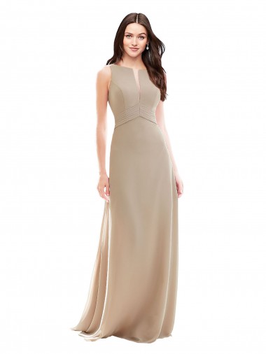 Online Elegant Bridesmaid with High Neckline and Illusion V-Neck UK