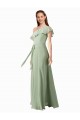 Online Chiffon Bridesmaids Dress with Ruffles Flutter Sleeves UK