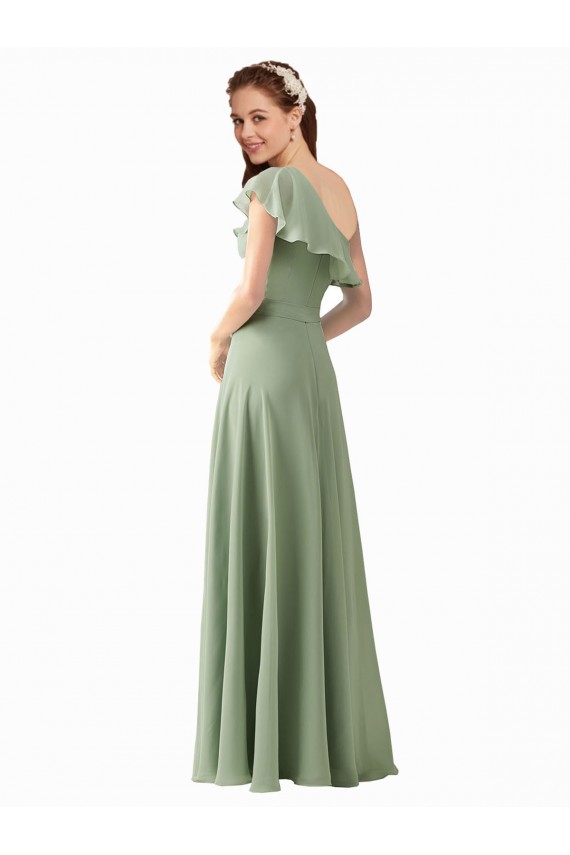 Online Chiffon Bridesmaids Dress with Ruffles Flutter Sleeves UK