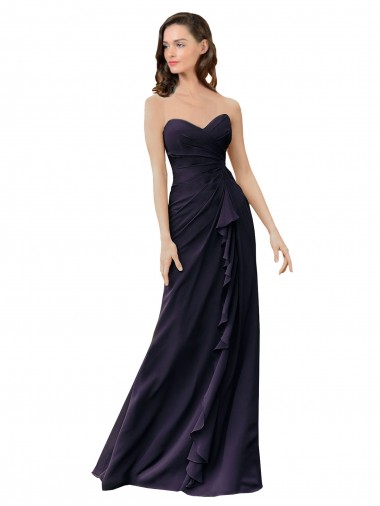 Online Strapless Chiffon Bridesmaids Dress with Sweetheart Neckline UK