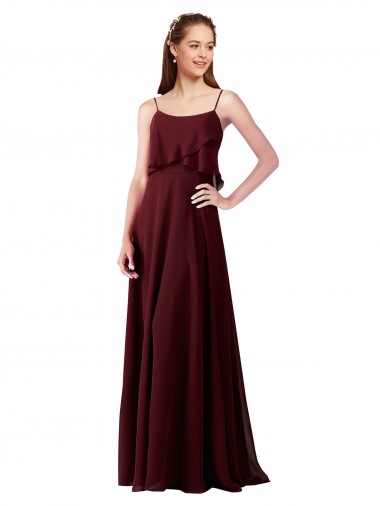 Online Chiffon Bridesmaids Dress with Spaghetti Straps UK
