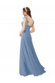Online Chiffon Bridesmaids Dress with Ruffle Neckline UK