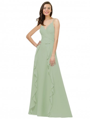Online Chiffon Bridesmaid Dress with Ruffles and Draping UK
