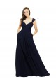 Online Chiffon Bridesmaid Dress with Rouched Draped Bodice and Watteau Back UK