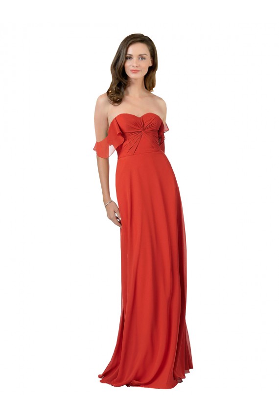 Online Chiffon A-Line Bridesmaid Dress with Ruched Bodice UK