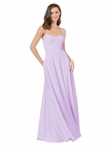 Online Simple Chiffon Bridesmaid Dress with Pocket UK