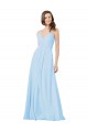 Online Long V-Neck Chiffon Bridesmaid Dress with Keyhole Back UK