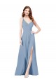 Online Surplice Bodice A-Line Long Chiffon Bridesmaid Dress UK