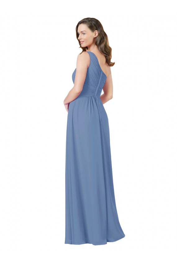 Online Pleated One Shoulder Chiffon Bridesmaid Dress UK