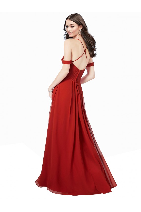 Online Cold Shoulder Chiffon Bridesmaid Dress UK