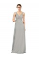 Online V-Neck Chiffon Bridesmaid Dress with Illusion Gathered Bodice UK