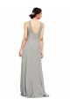 Online V-Neck Chiffon Bridesmaid Dress with Illusion Gathered Bodice UK