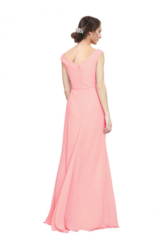 Online Luxe Chiffon Bridesmaid Dress with Shoulder Tip Gathered Bodice UK