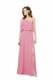 Online Sleeved One Shoulder Chiffon Bridesmaids Dress with Draped Ruffle Overlay UK