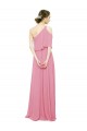 Online Sleeved One Shoulder Chiffon Bridesmaids Dress with Draped Ruffle Overlay UK
