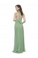 Online High Collar Halter Neck Chiffon Bridesmaid Dress with Long Back Tie UK