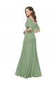 Online Chiffon V-Neckline Wrap Bridesmaids Dress With Double Flutter Sleeve UK
