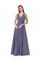 Online V-Neck Long Draped A-Line Chiffon Bridesmaid Dress UK