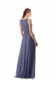 Online V-Neck Long Draped A-Line Chiffon Bridesmaid Dress UK