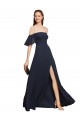 Online Off the Shoulder Floaty Sleeves Chiffon Bridesmaid Dress / Prom Dress with High Slit UK